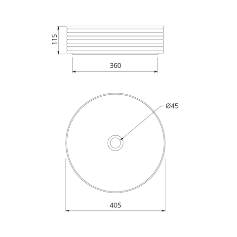 Oliveri - Terzofoco Grey Ribbed Short Circular Counter Top Basin