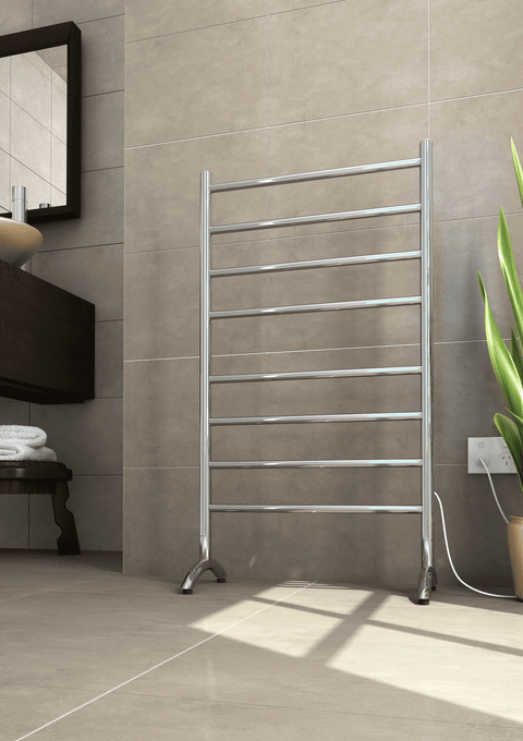 Thermogroup - 240V Round Free Standing Heated Towel Rail W600xH1080xD300mm