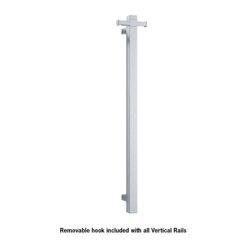 Thermogroup - Matte Black Square Vertical Single Bar Heated Towel Rail W142xH900xD100mm