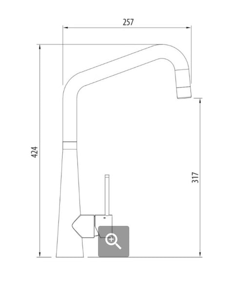 Oliveri - Essente 316 Stainless Steel Square Goose Neck  Mixer
