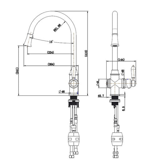 Modern National - Bordeaux Pullout Kitchen Mixer