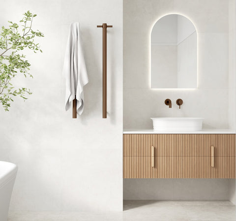 Thermogroup -  Thermorail 12V Round 900 Vertical Heated Towel Rail  Brushed Bronze