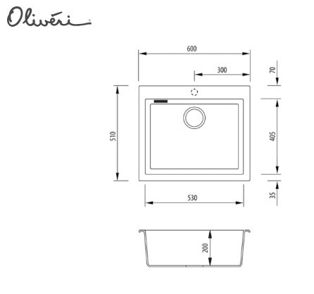 Oliveri ST-WH1561 OF - Santorini White Grande Bowl Topmount Sink