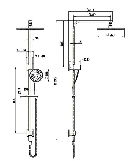 Modern National - Kiama Column Shower Silver Nickel