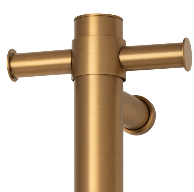 Thermogroup -  Brushed Gold Round Vertical Single Heated Towel Rail
