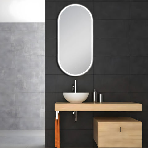 Matte Black Framed LED Dressing Mirror 500x1000mm