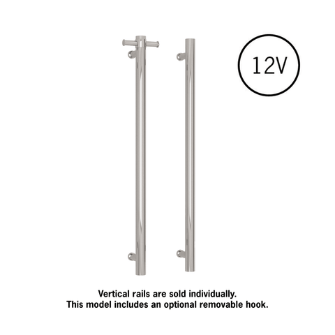 Thermogroup - Brushed Brass Round Vertical Single Heated Towel Rail W142xH900xD100mm