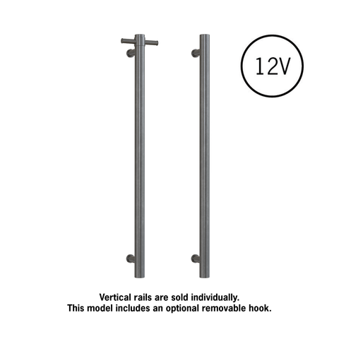 Thermogroup - Brushed Brass Round Vertical Single Heated Towel Rail W142xH900xD100mm