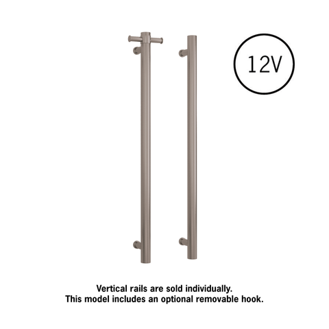Thermogroup - Brushed Brass Round Vertical Single Heated Towel Rail W142xH900xD100mm