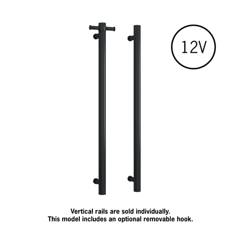 Thermogroup - Brushed Brass Round Vertical Single Heated Towel Rail W142xH900xD100mm