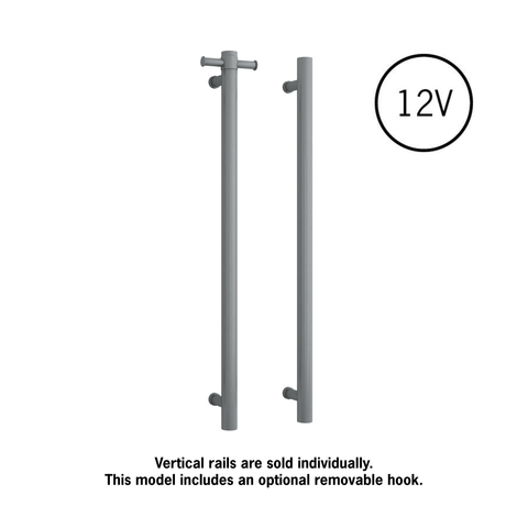 Thermogroup - Brushed Brass Round Vertical Single Heated Towel Rail W142xH900xD100mm