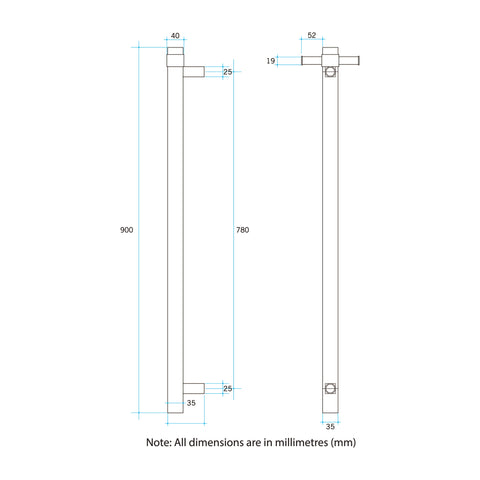 Thermogroup -  Brushed Gold Round Vertical Single Heated Towel Rail