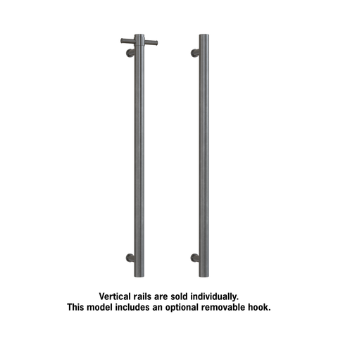 Thermogroup - Polished Stainless Steel Round 240Volt Vertical Single Heated Towel Rail W142xH900xD100mm