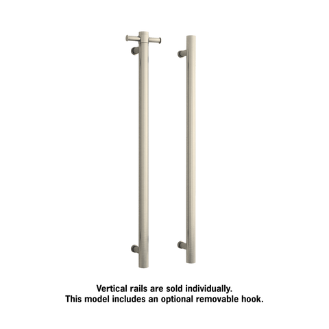 Thermogroup - Polished Stainless Steel Round 240Volt Vertical Single Heated Towel Rail W142xH900xD100mm