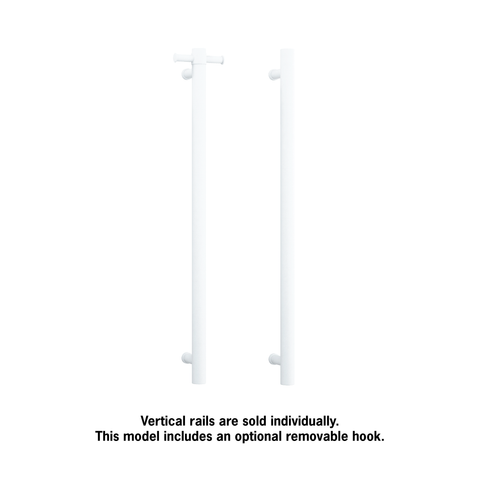 Thermogroup - Polished Stainless Steel Round 240Volt Vertical Single Heated Towel Rail W142xH900xD100mm