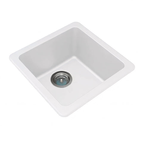White Granite Single Bowl Kitchen Sink 422x422x203mm