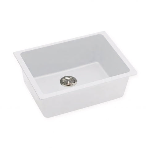 White Granite Single Bowl Undermount Kitchen Sink 635x469x241mm