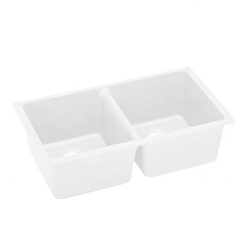 White Granite Double Bowl Undermount Kitchen Sink 838x476x241mm