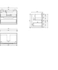 Aulic Ainsley 750mm wall hung vanity dimensions diagram