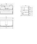 Aulic Ainsley 900mm wall hung vanity dimensions diagram