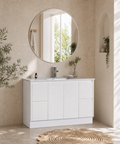 Aulic Alice 1200mm floor standing vanity styled in a bathroom