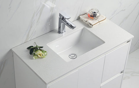 Close-up styling shot of the Aulic Alice 600mm floor standing vanity
