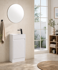 Aulic Brant 465mm floor standing vanity styled in a bathroom