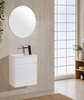 Aulic Brant 465mm wall hung vanity styled in a bathroom