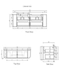 Aulic Briony 1500mm wall hung vanity dimensions diagram