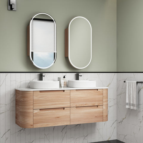 Aulic Briony 1500mm wall hung vanity styled in a bathroom