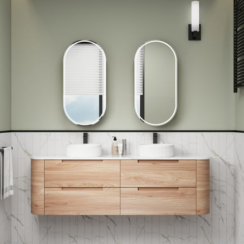 Aulic Briony 1800mm wall hung vanity shown in a finished bathroom