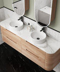 Close-up styling shot of the Aulic Briony 1800mm wall hung vanity