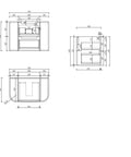 Aulic Briony 750mm wall hung vanity dimensions diagram