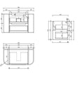 Aulic Briony 900mm wall hung vanity dimensions diagram