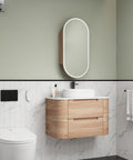 Aulic Briony 900mm wall hung vanity styled in a bathroom