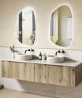 Close-up styling shot of the Aulic Calder 1500mm wall hung vanity