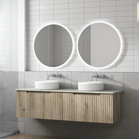Side view of the Aulic Calder 1500mm wall hung vanity showing drawer depth
