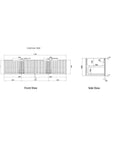 Aulic Calder 1800mm wall hung vanity dimensions diagram