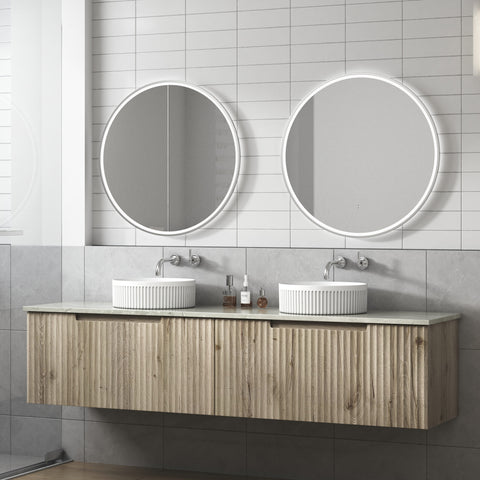 Side view of the Aulic Calder 1800mm wall hung vanity showing drawer depth