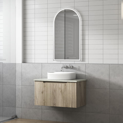 Aulic Calder 750mm wall hung vanity styled in a bathroom