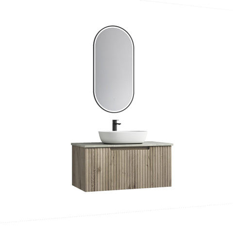Aulic Calder 900mm wall hung vanity shown in a finished bathroom