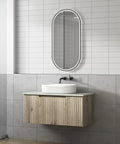 Side view of the Aulic Calder 900mm wall hung vanity showing drawer depth