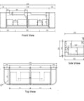 Aulic Carita 1500mm wall hung vanity dimensions diagram