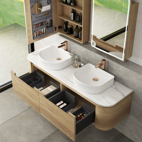 Aulic Carita 1800mm wall hung vanity shown in a finished bathroom