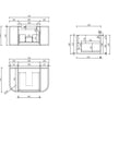 Aulic Carita 750mm wall hung vanity dimensions diagram
