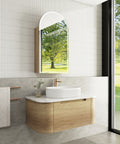 Aulic Carita 900mm wall hung vanity styled in a bathroom
