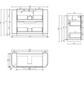 Aulic Curva 1200mm floor standing vanity dimensions diagram