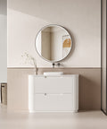 Aulic Curva 1200mm floor standing vanity styled in a bathroom