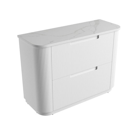 Palis White solid-surface stone top for the Aulic Curva 1200mm floor standing vanity