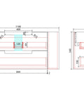 Aulic Curva 1200mm wall hung vanity dimensions diagram